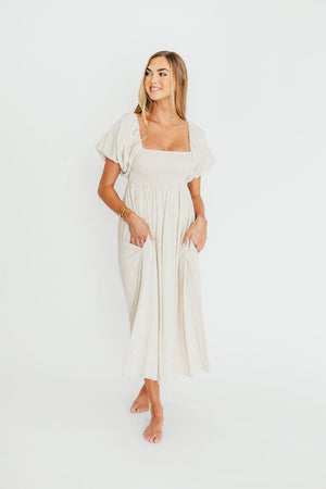 Rosalie Maxi Dress in Linen - Bump-Friendly