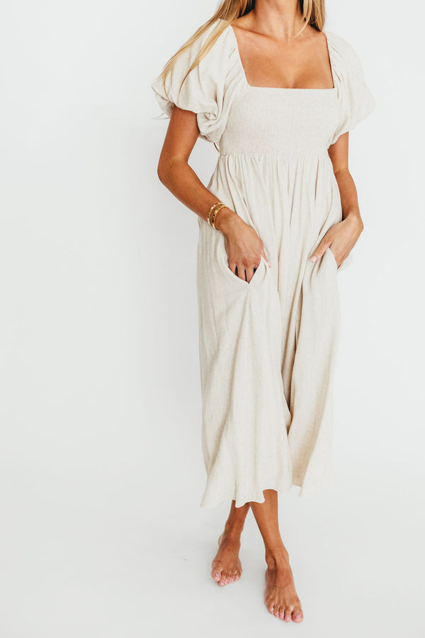 Rosalie Maxi Dress in Linen - Bump-Friendly