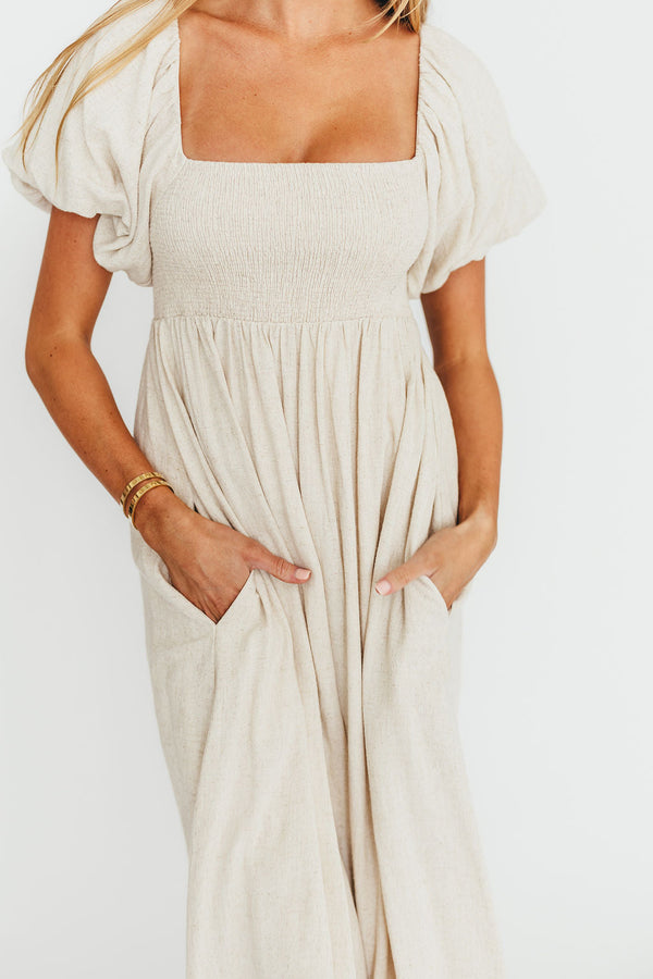 Rosalie Maxi Dress in Linen - Bump-Friendly