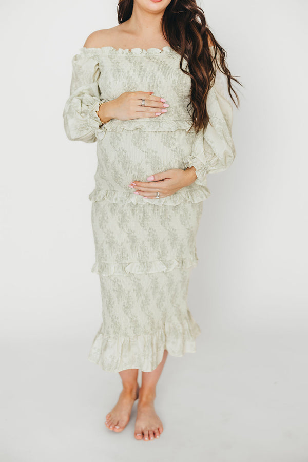 The Chloe Midi Dress in Sage - Bump Friendly