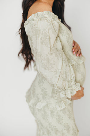 The Chloe Midi Dress in Sage - Bump Friendly