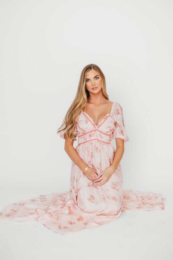 Sarah Maxi Dress in Pink Floral