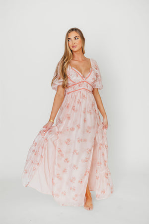 Sarah Maxi Dress in Pink Floral
