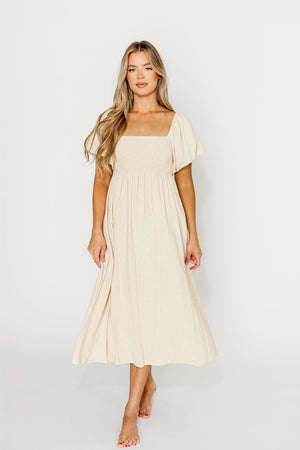 Rosalie Maxi Dress in Linen - Bump-Friendly