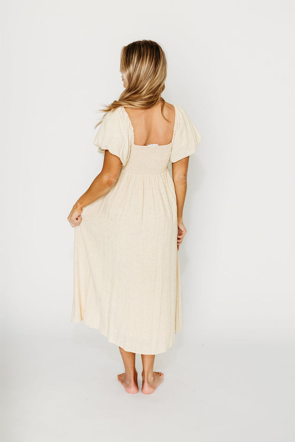Rosalie Maxi Dress in Linen - Bump-Friendly