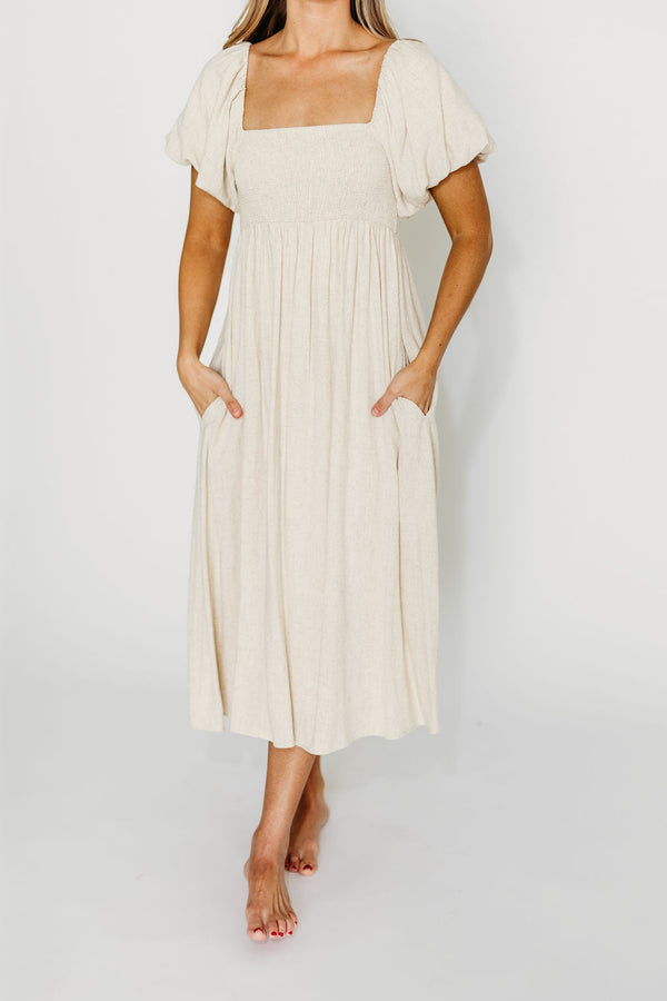 Rosalie Maxi Dress in Linen - Bump-Friendly