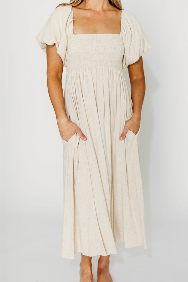 Rosalie Maxi Dress in Linen - Bump-Friendly