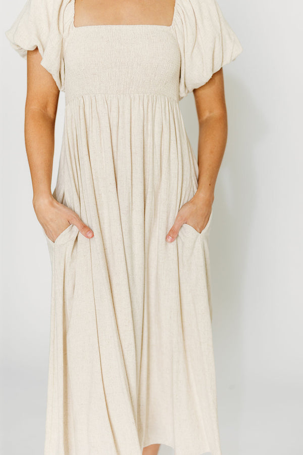 Rosalie Maxi Dress in Linen - Bump-Friendly