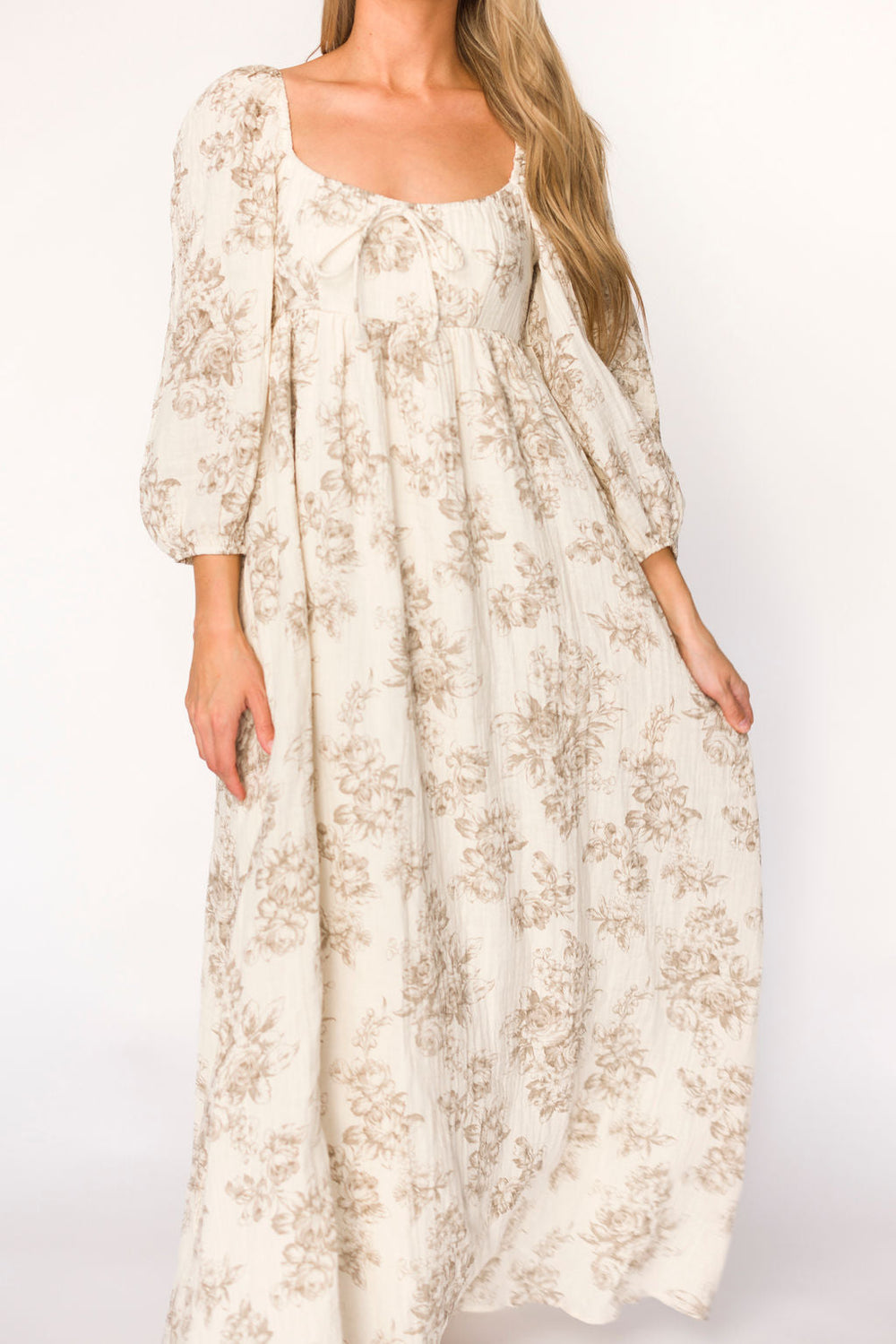 Peyton 100% Cotton Maxi Dress in Brown Floral - Bump Friendly (XS-XL)