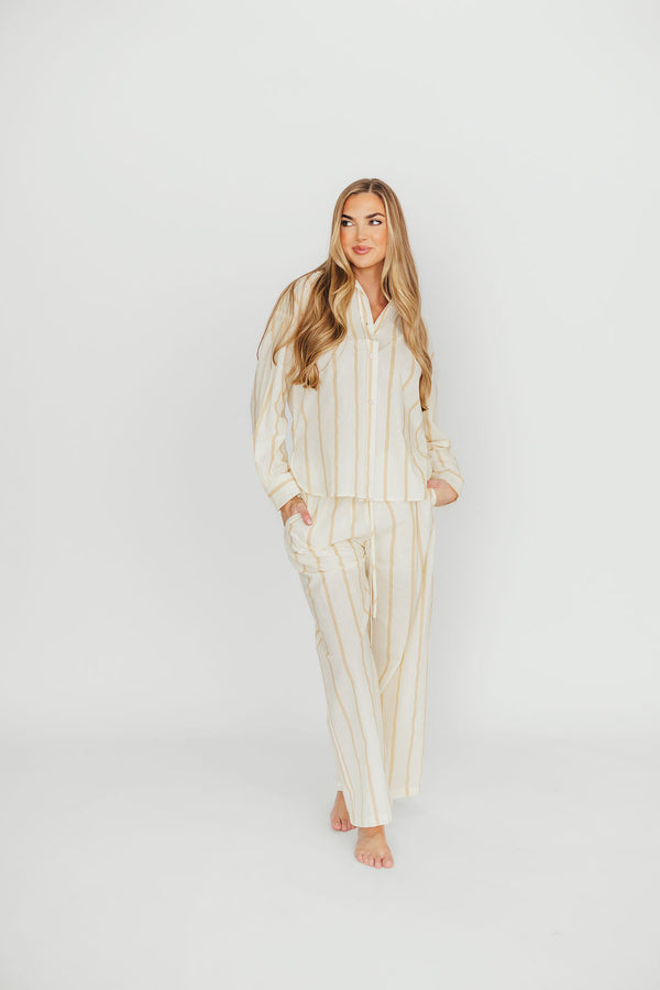 Rowan Pants in Beige Stripe