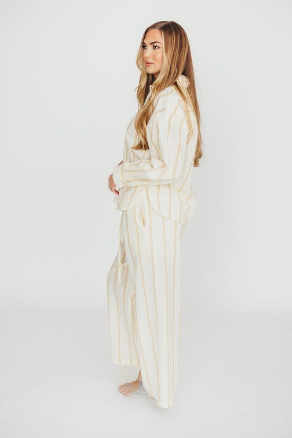 Rowan Pants in Beige Stripe