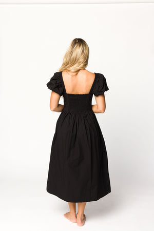 Ruby Midi Dress with Bow Detail in Black