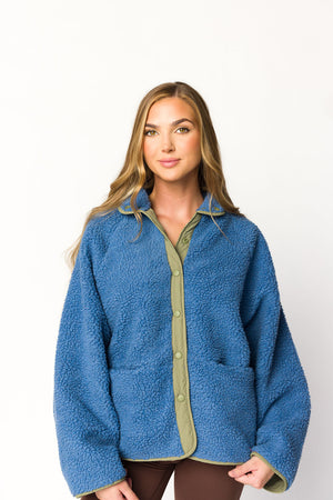 Skylar Reversible Jacket in Sea Blue