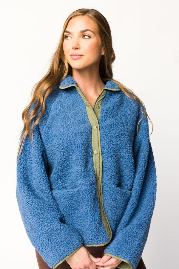 Skylar Reversible Jacket in Sea Blue