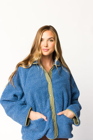 Skylar Reversible Jacket in Sea Blue