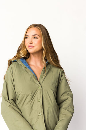 Skylar Reversible Jacket in Sea Blue