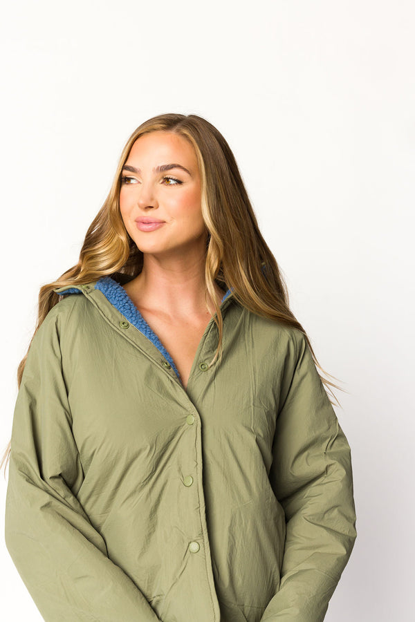 Skylar Reversible Jacket in Sea Blue