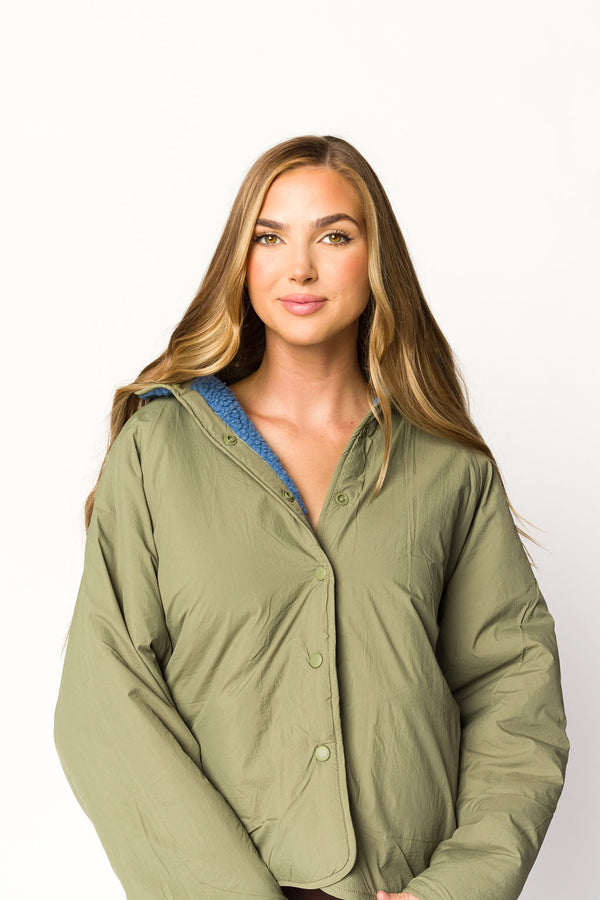 Skylar Reversible Jacket in Sea Blue