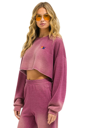 ESSENTIAL CROPPED CREW SWEATSHIRT RELAXED - FADED BERRY
