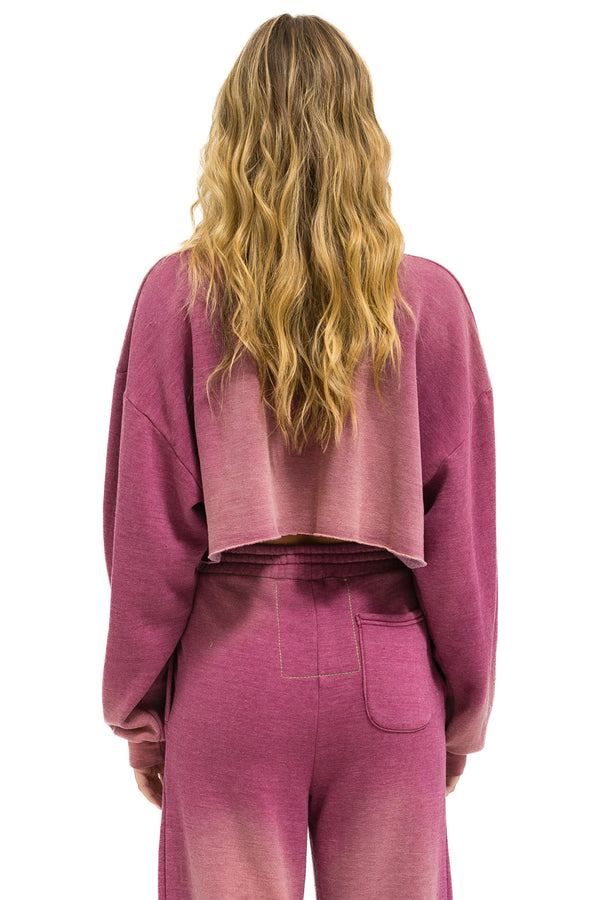 ESSENTIAL CROPPED CREW SWEATSHIRT RELAXED - FADED BERRY